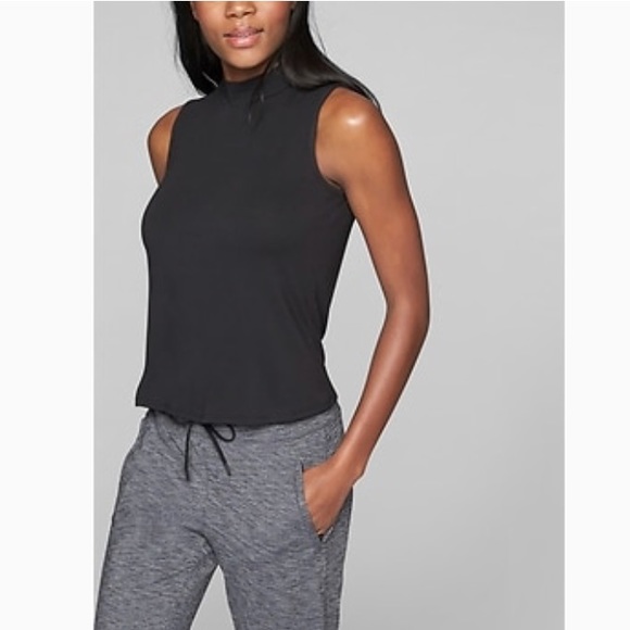 Athleta Black Mock Neck Tank Size Large 